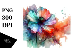 Glossy Pastel Poppy Watercolor PNG Product Image 1