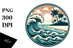 Vintage Tropical Island Waves, 20 oz Tumbler Product Image 1