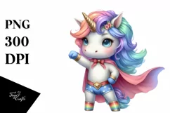 Colorful Hero Unicorn PNG Product Image 3