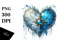 Watercolor Icy Stained Heart PNG Product Image 1