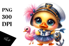 Baby Duck with Tutu and Sailor Outfit PNG Product Image 1