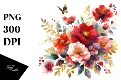 Colorful Gerbera with Gold PNG Product Image 1