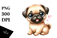Cute Baby Cartoon Pug PNG Product Image 1