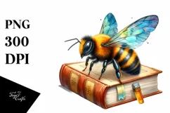 Vibrant Bee on Book | Watercolor Clipart Product Image 3