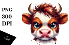 Funny Baby Cow Angry PNG Product Image 1