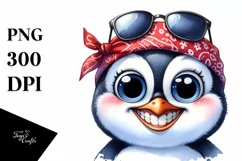 Confused Goofy Penguin with Big Eyes Clipart Product Image 1