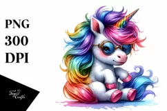 Cute Dressed Unicorn Clipart PNG Product Image 1