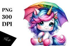 Cute Baby Unicorn Watercolor PNG Product Image 1