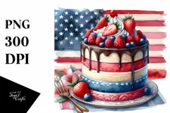 Vintage Cake with USA Flag | Sublimation Clipart Product Image 3