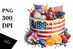 Vintage Cake with USA Flag | Sublimation Clipart Product Image 1