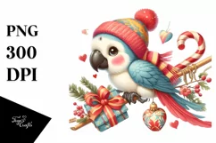 Cute Baby Macaw on Sleigh PNG Product Image 1