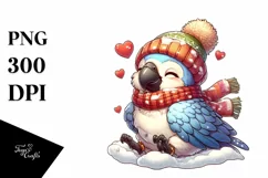 Cute Baby Macaw on Sleigh PNG Product Image 1
