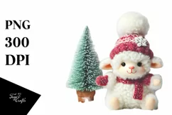 Winter Retro Cute Baby Lamb PNG Product Image 1