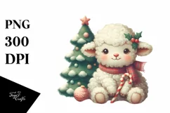Winter Retro Cute Baby Lamb PNG Product Image 1