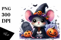 Simple Baby Mouse Halloween Grave Clipart Product Image 3