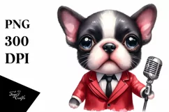 Watercolor Baby Boston Terrier | Sublimation Clipart Product Image 3