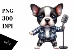 Watercolor Baby Boston Terrier | Sublimation Clipart Product Image 3