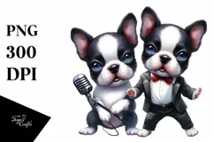 Watercolor Baby Boston Terrier | Sublimation Clipart Product Image 1