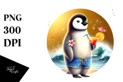 Penguin Circle Drinking Cocktail PNG Product Image 1