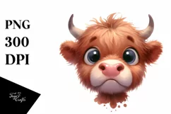 Funny Baby Expressive Highland Cow PNG Product Image 3