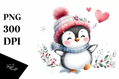 Cute Baby Penguin on Sleight PNG Product Image 3