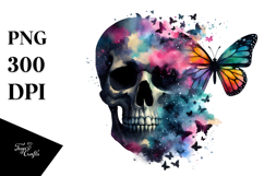 Colorful Skull Painting PNG Product Image 1