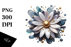 Glossy Daisy with Golden Insertions PNG Product Image 1