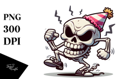Aggressive Skull with Birthday Hat, High-Quality PNG Product Image 1