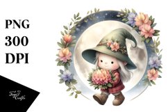 Gnome with Rhododendron Frame PNG Product Image 1