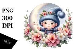 Adorable Gnome with Rhododendron PNG Product Image 1