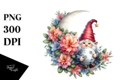 Adorable Gnome with Rhododendron PNG Product Image 1