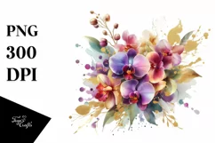 Colorful Abstract Bouquet with Gold Foil and Orchid Product Image 3