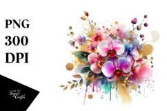Colorful Abstract Bouquet with Gold Foil and Orchid Product Image 1