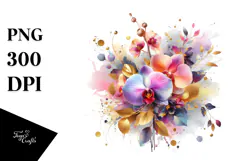Colorful Abstract Bouquet with Gold Foil and Orchid Product Image 1