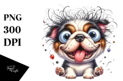 Cute Bulldog with Crazy Fur PNG Product Image 1