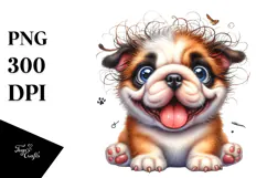 Cute Bulldog with Crazy Fur PNG Product Image 1
