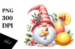 Whimsical Gnome Drinking a Cocktail with Lemon PNG Product Image 1