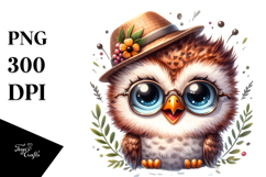 Cute Baby Owl with Cool Haircut, PNG Product Image 1