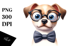 Playful Dog with Bow Tie, Soft Drop Shadow PNG Product Image 1