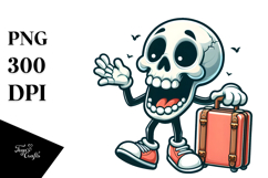 Silly Skull with Suitcase, Vector Art PNG Product Image 1