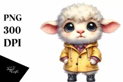 Lamb with Raincoat and Funny Haircut | Summer Clipart Product Image 1