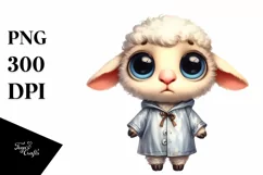 Lamb with Raincoat and Funny Haircut | Summer Clipart Product Image 1