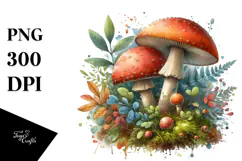 Pastel Mushroom Watercolor Splash PNG Product Image 1