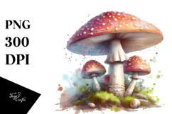 Pastel Mushroom Watercolor Splash PNG Product Image 1