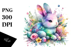 Colorful Pastel Bunny Made of on Splashy Background, PNG Product Image 1