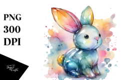 Colorful Pastel Bunny Made of on Splashy Background, PNG Product Image 1