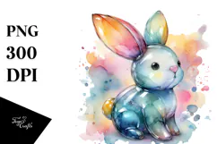 Colorful Pastel Bunny Made of on Splashy Background, PNG Product Image 1