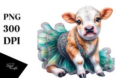Colorful Baby Cow in Ballroom Dancer&#039;s Gown, PNG Product Image 3