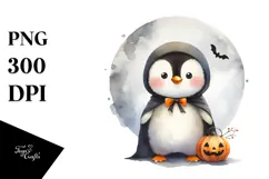 Cute Baby Penguin on Cloud for Halloween PNG Product Image 1