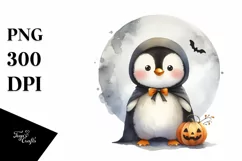 Cute Baby Penguin on Cloud for Halloween PNG Product Image 1